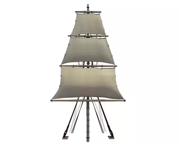 White Sailing Ship Mast 3 3D model
