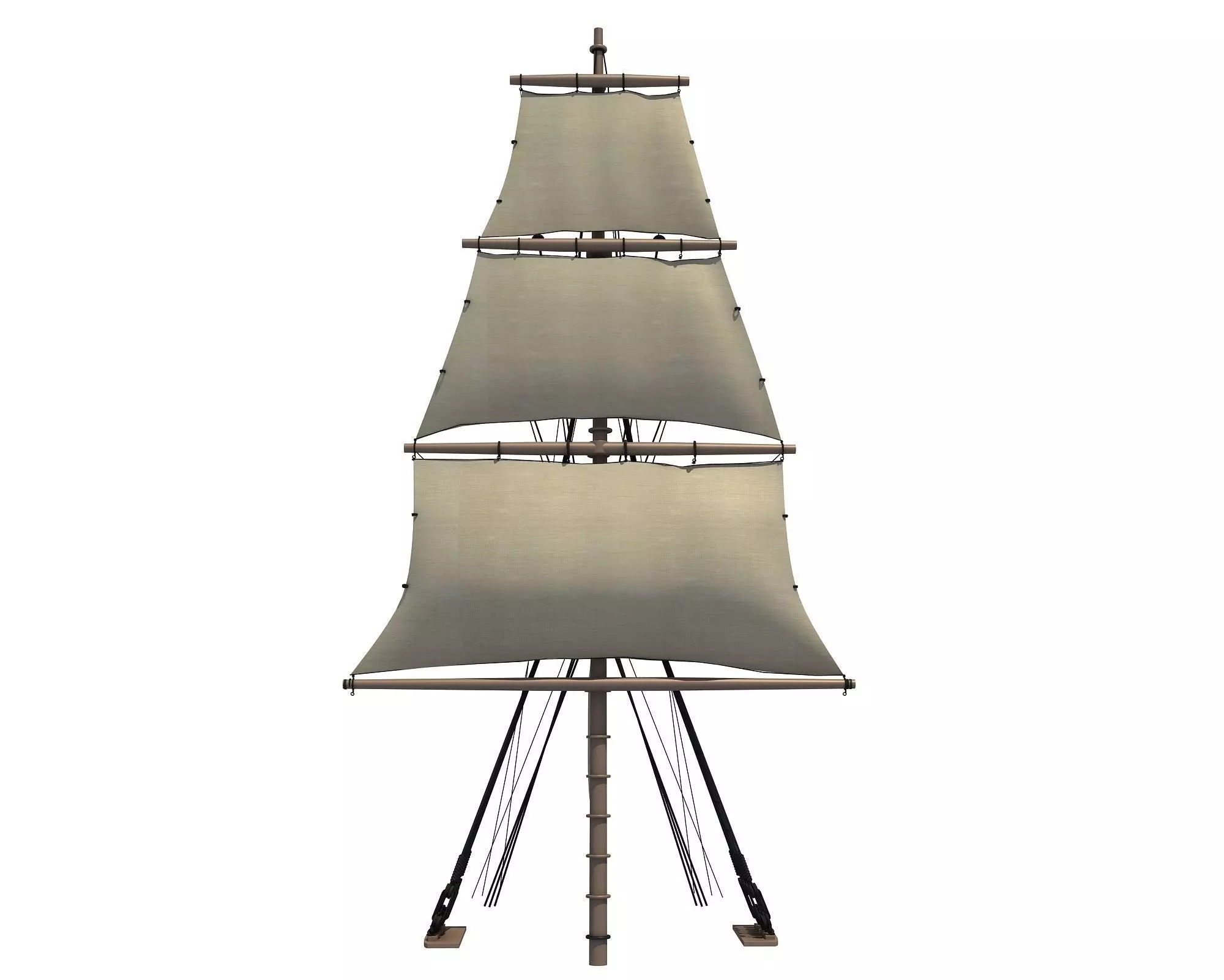 White Sailing Ship Mast 3 3D model_0