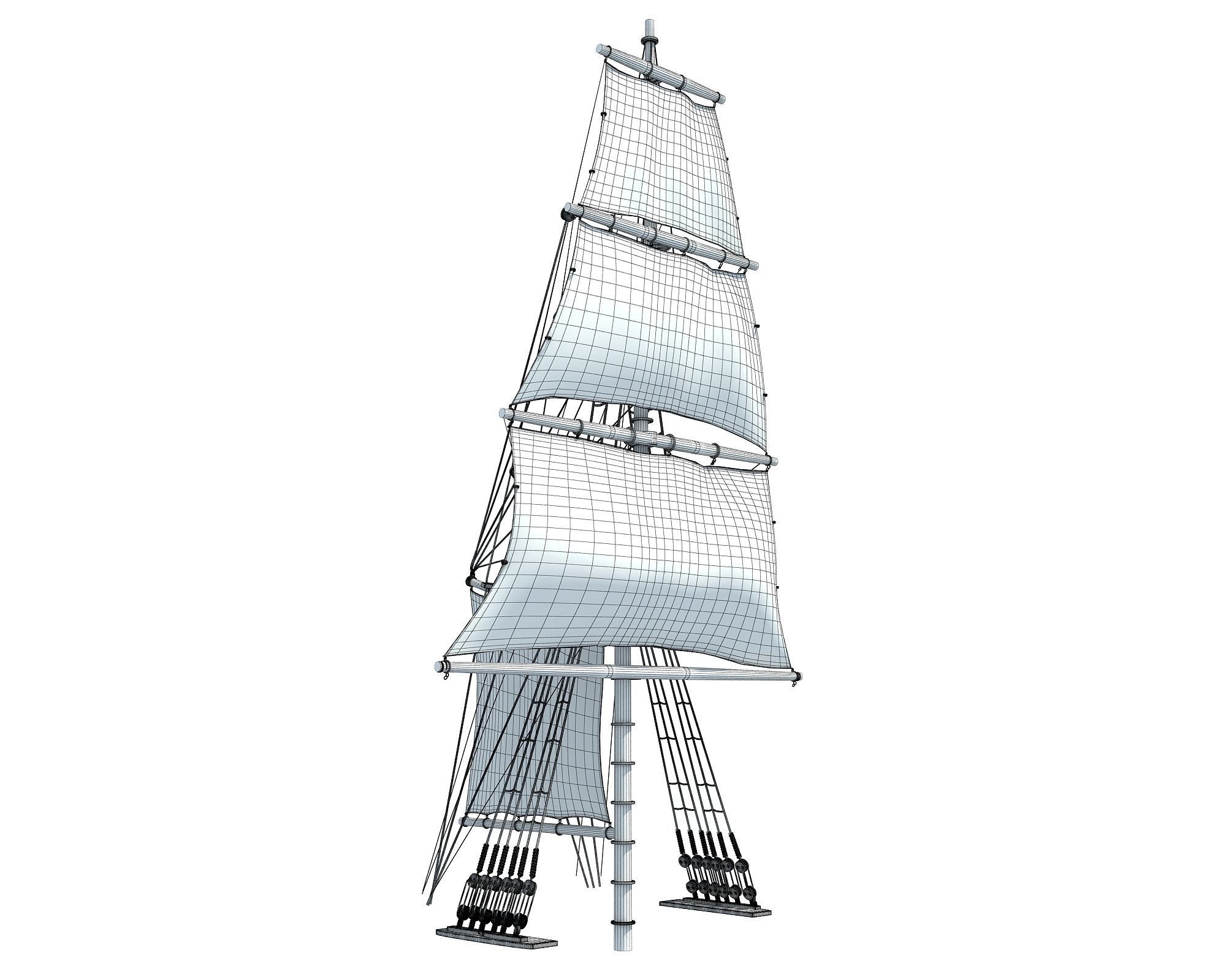 White Sailing Ship Mast 3 3D model_9