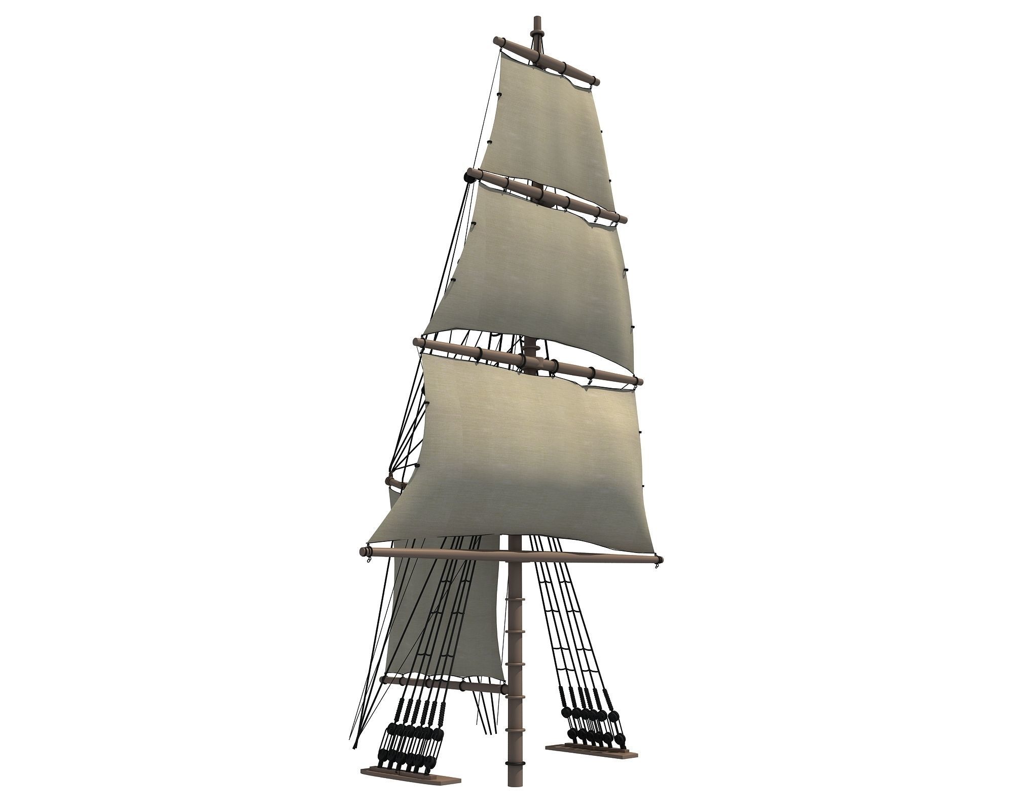 White Sailing Ship Mast 3 3D model_2