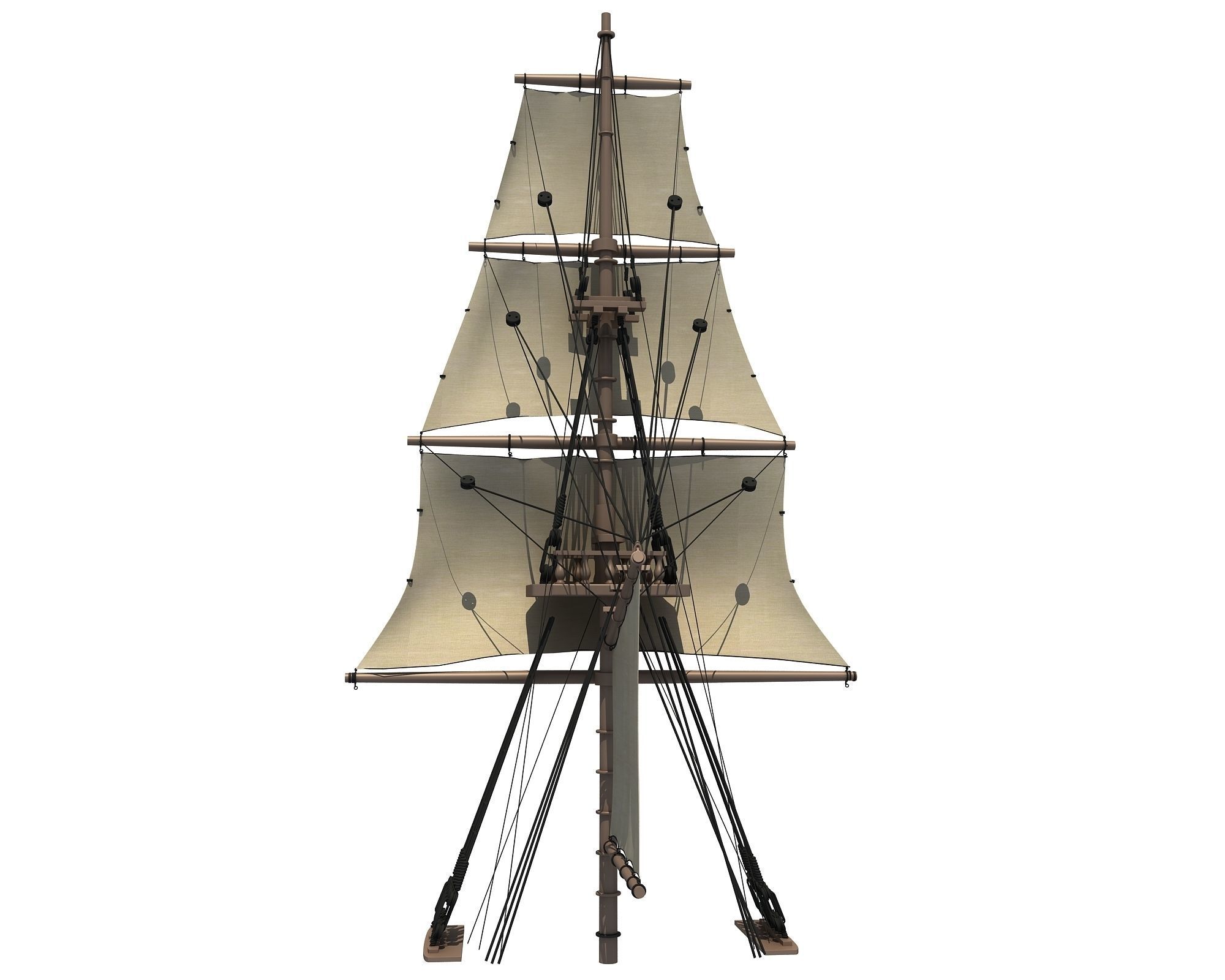 White Sailing Ship Mast 3 3D model_1