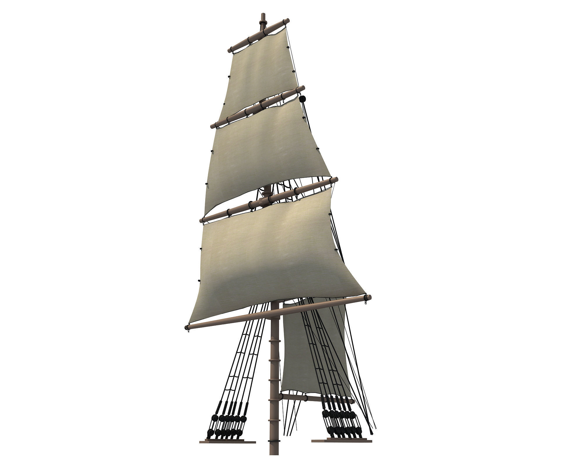 White Sailing Ship Mast 3 3D model_4