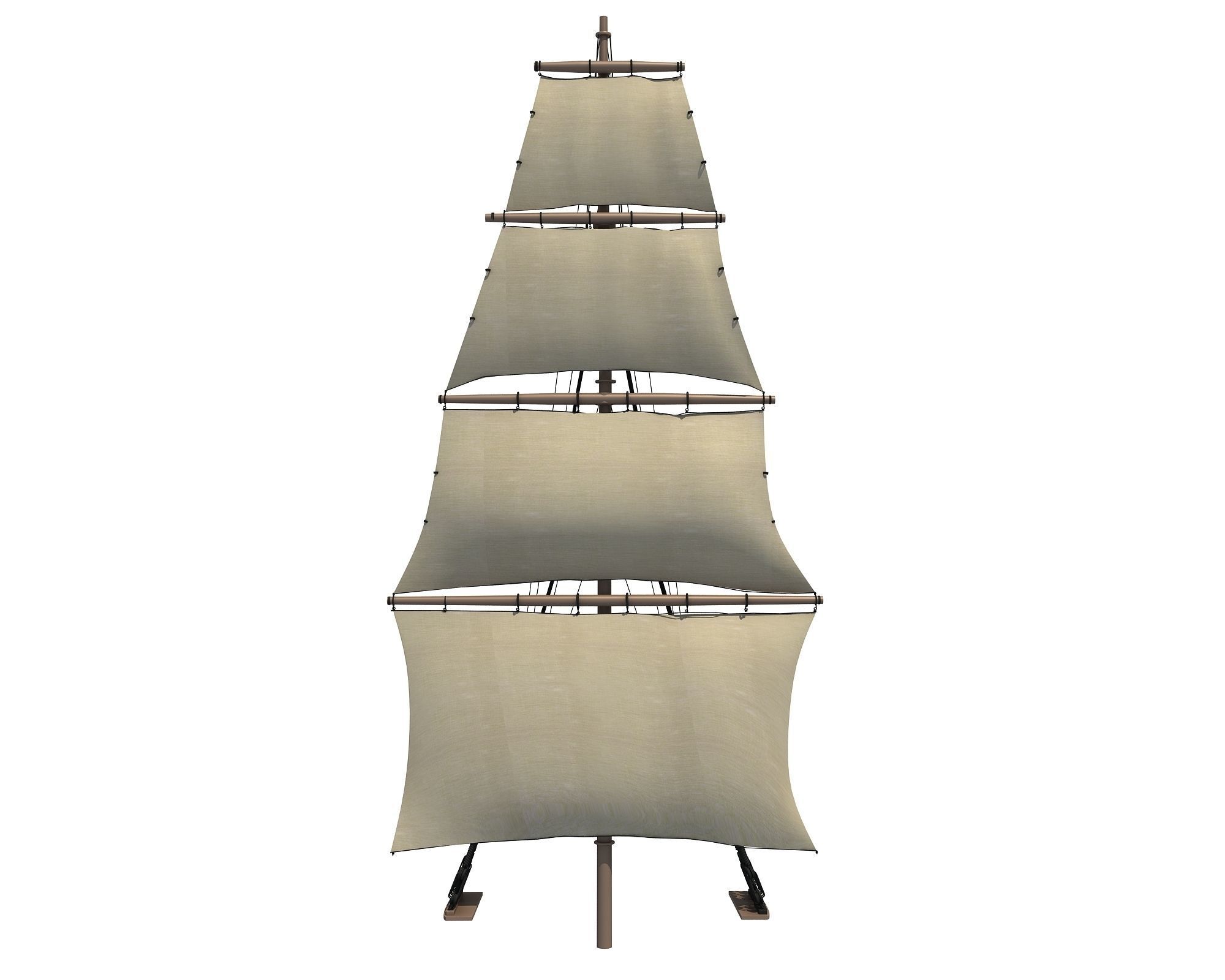 White Sailing Ship Mast 2 3D model_5