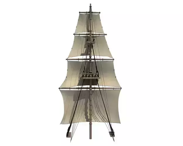 White Sailing Ship Mast 2 3D model
