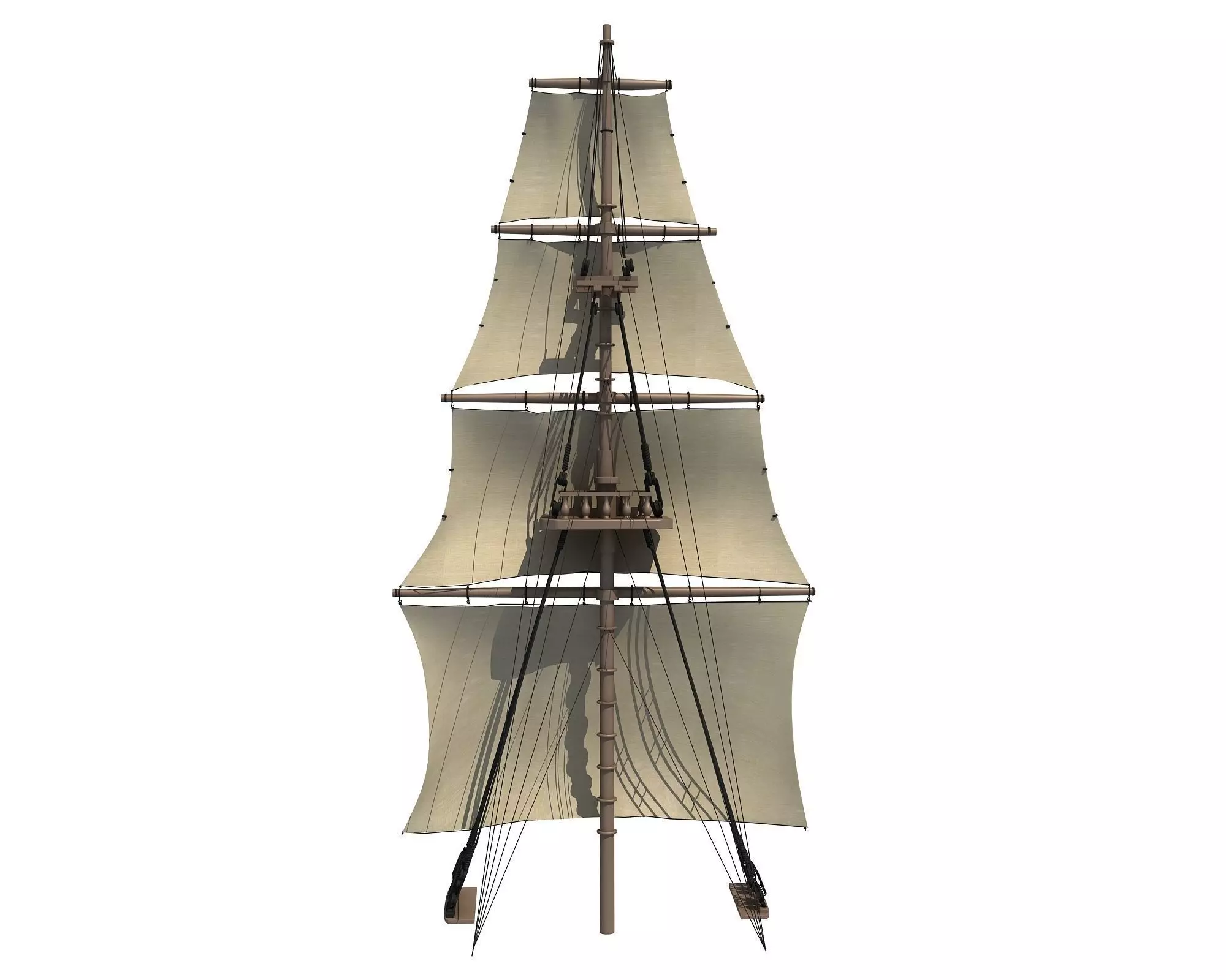 White Sailing Ship Mast 2 3D model_0