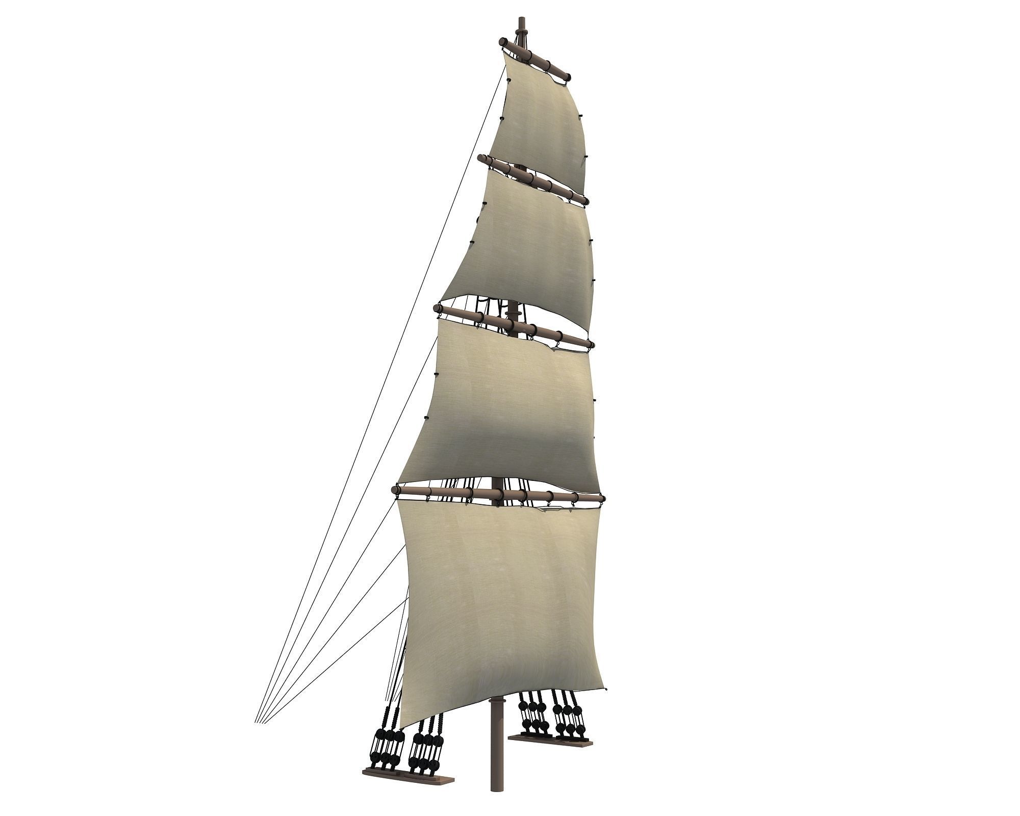 White Sailing Ship Mast 2 3D model_6