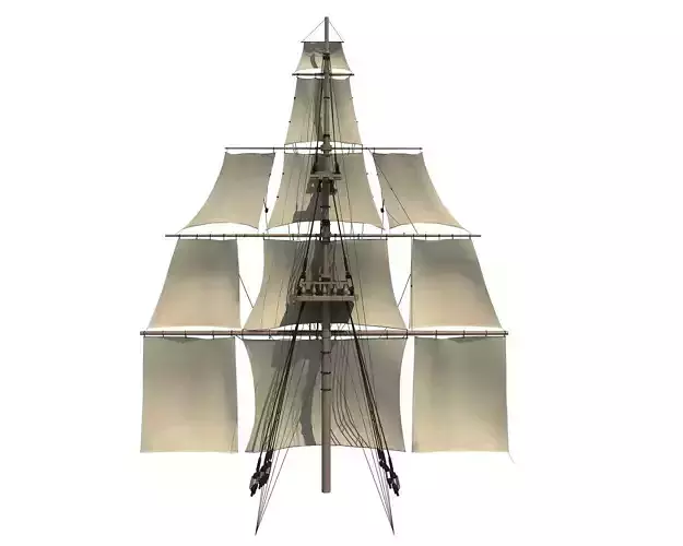 White Sailing Ship Mast 3D model