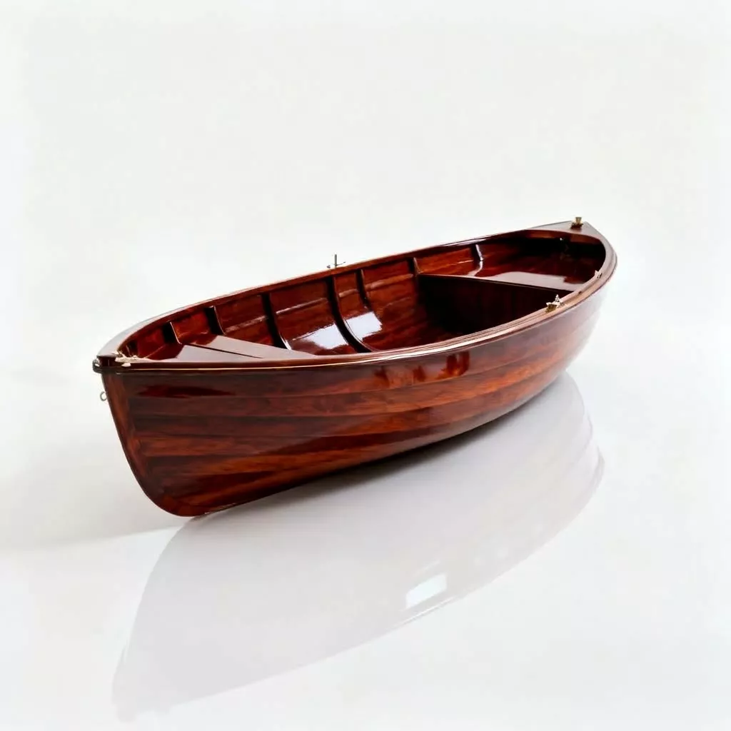 Elegant Mahogany Wooden Rowboat 3D Asset Low-poly 3D model