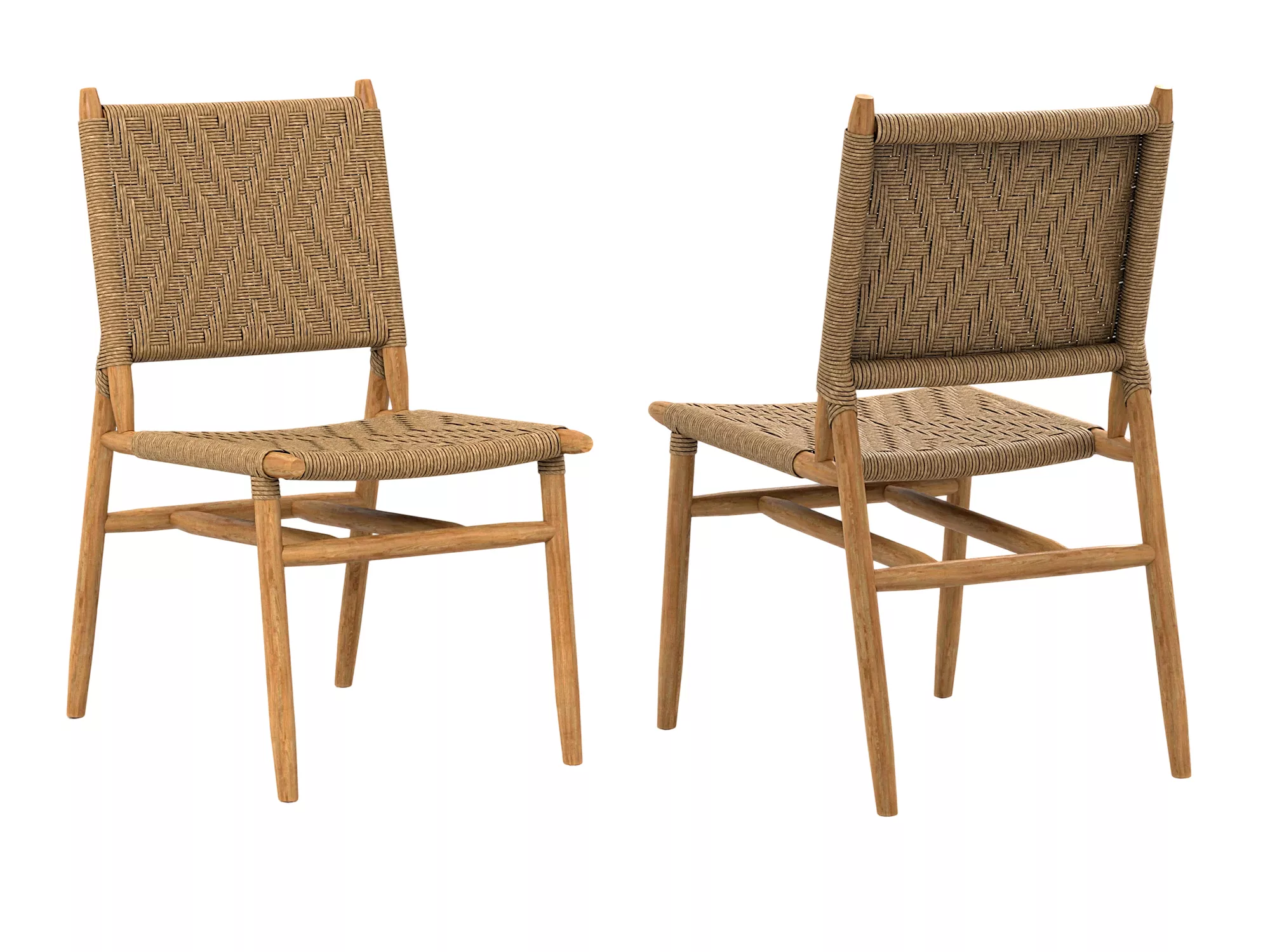 Woven Rope Seat And Back Wooden Dining Chair 3D model