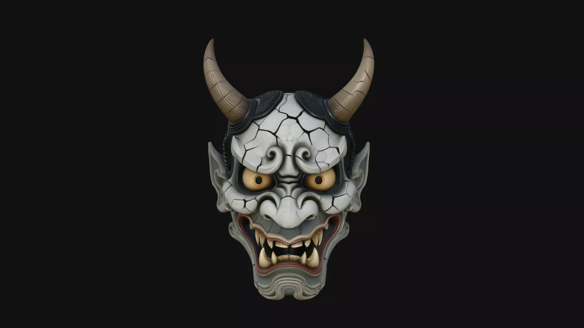 Hannya Oni Mask Wall Art Design 1 - 3D Print Model 3D print model