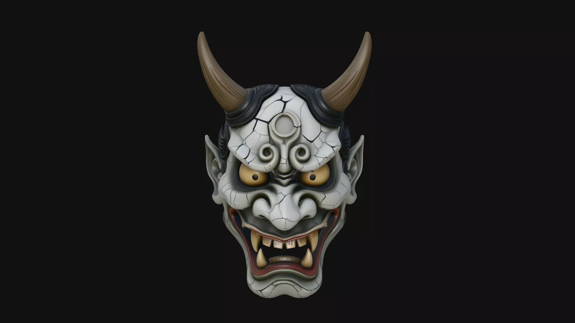 Hannya Oni Mask Wall Art Design 2 - 3D Print Model 3D print model