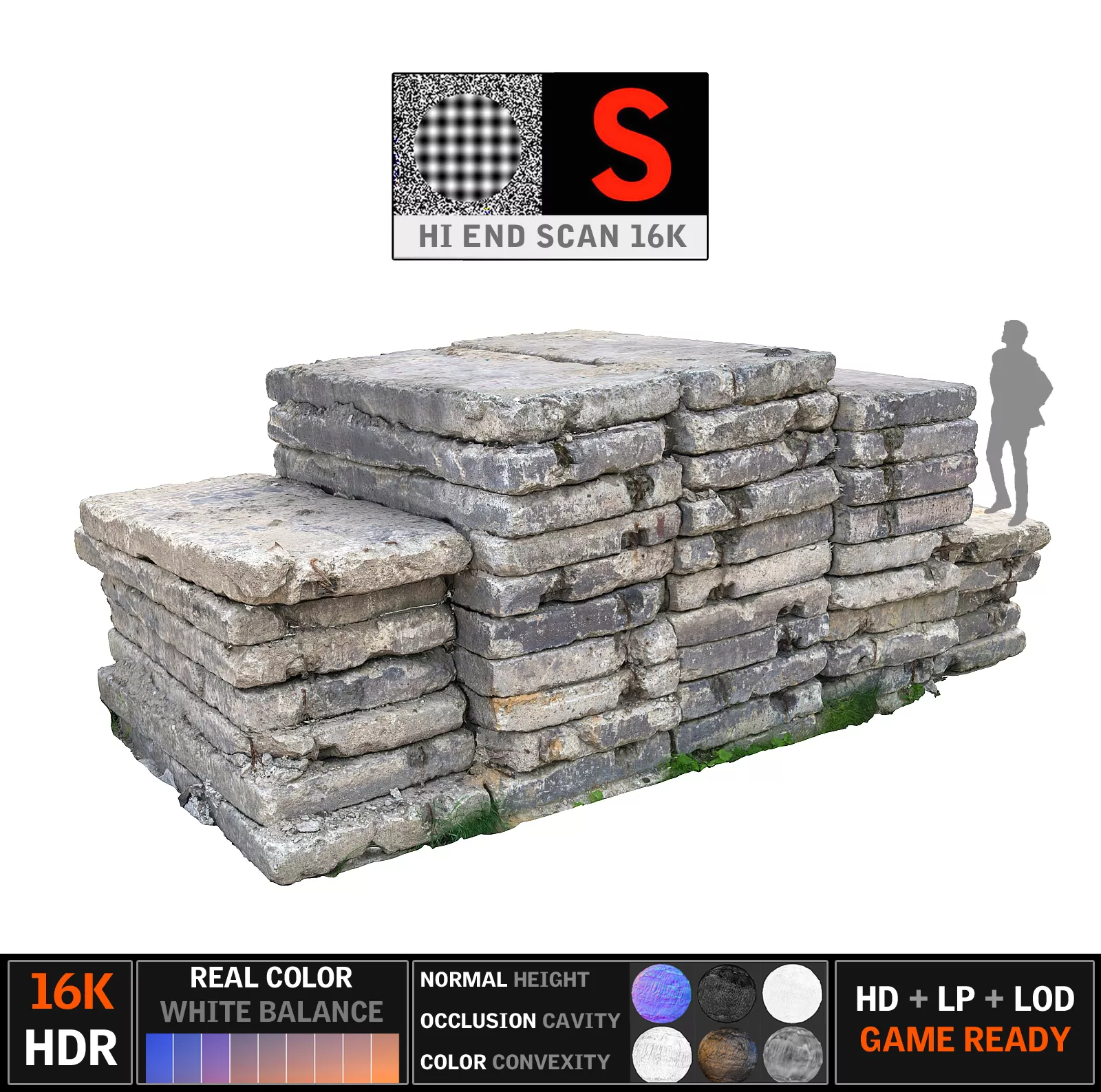 Concrete Slabs 16K UHD Low-poly 3D model