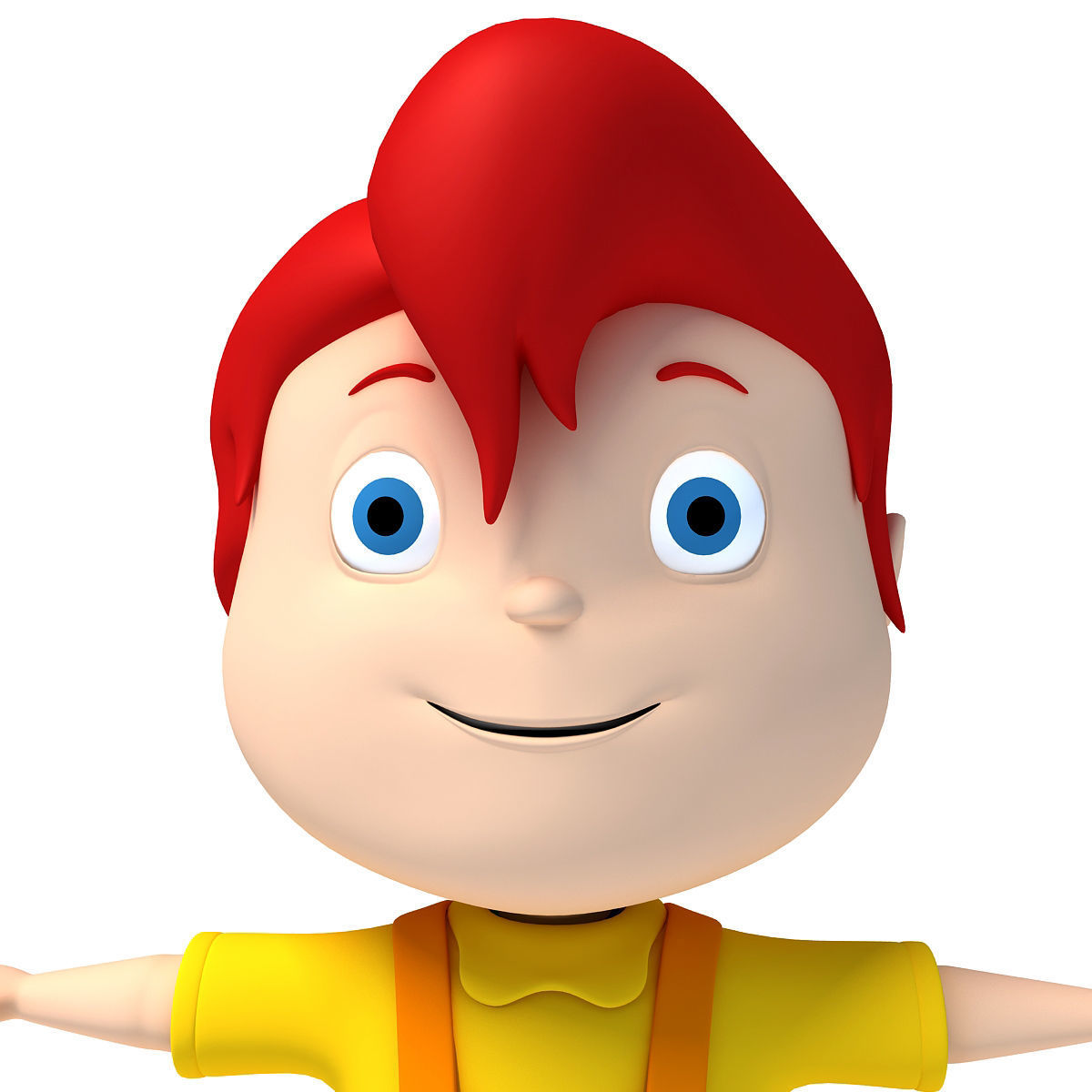 Red Hair Rigged Cartoon Kid Character 3D model_11