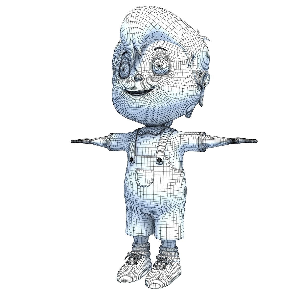 Red Hair Rigged Cartoon Kid Character 3D model_14