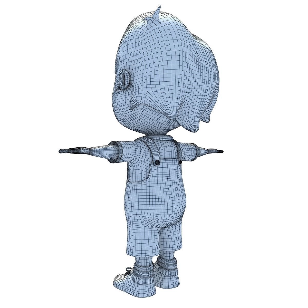 Red Hair Rigged Cartoon Kid Character 3D model_17