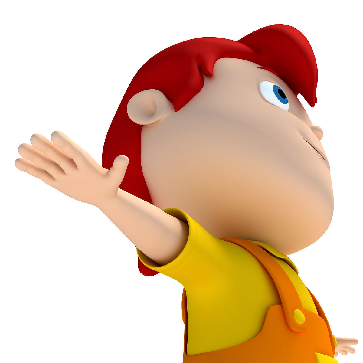Red Hair Rigged Cartoon Kid Character 3D model_12