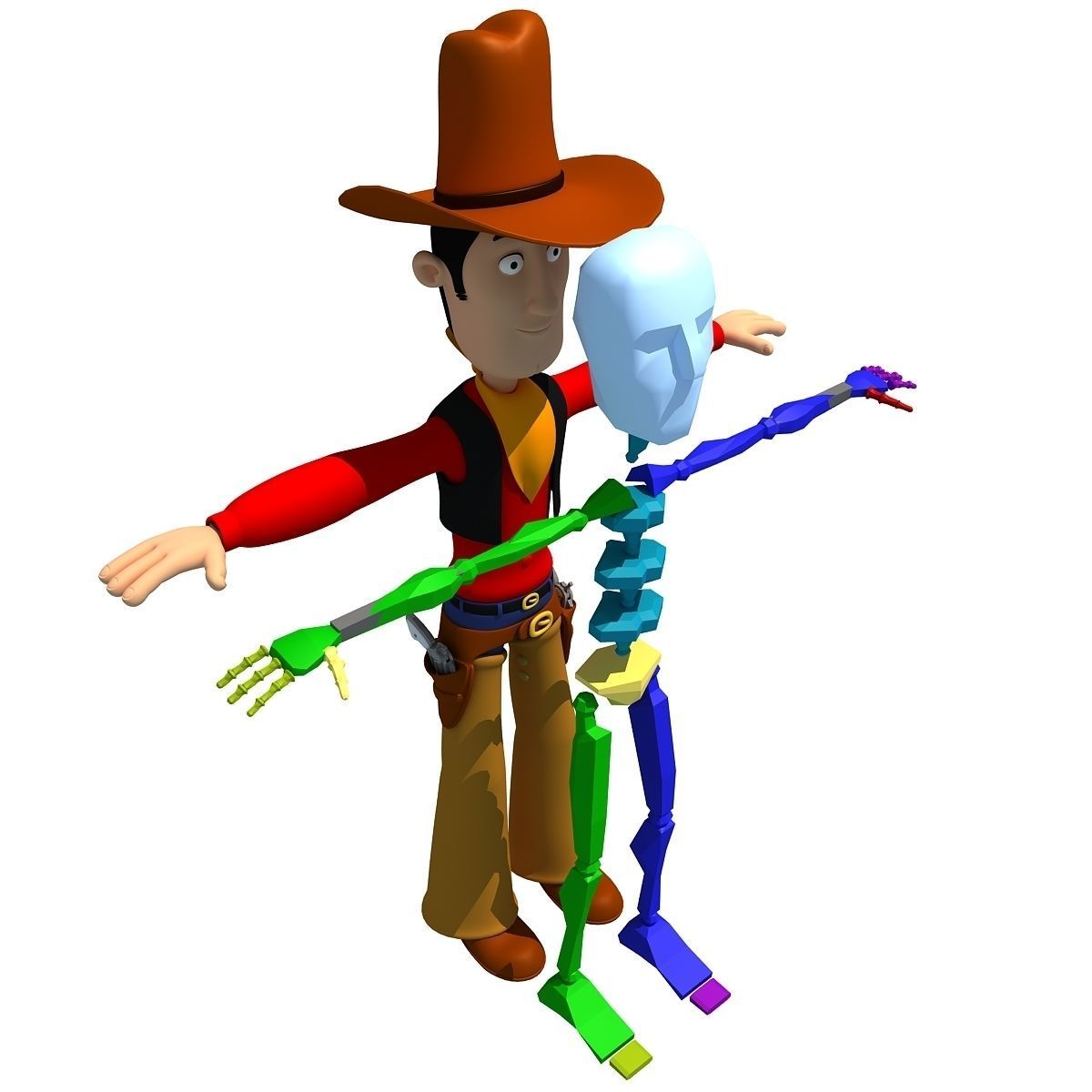 Colorful Rigged Cartoon Cowboy Character 3D model_10