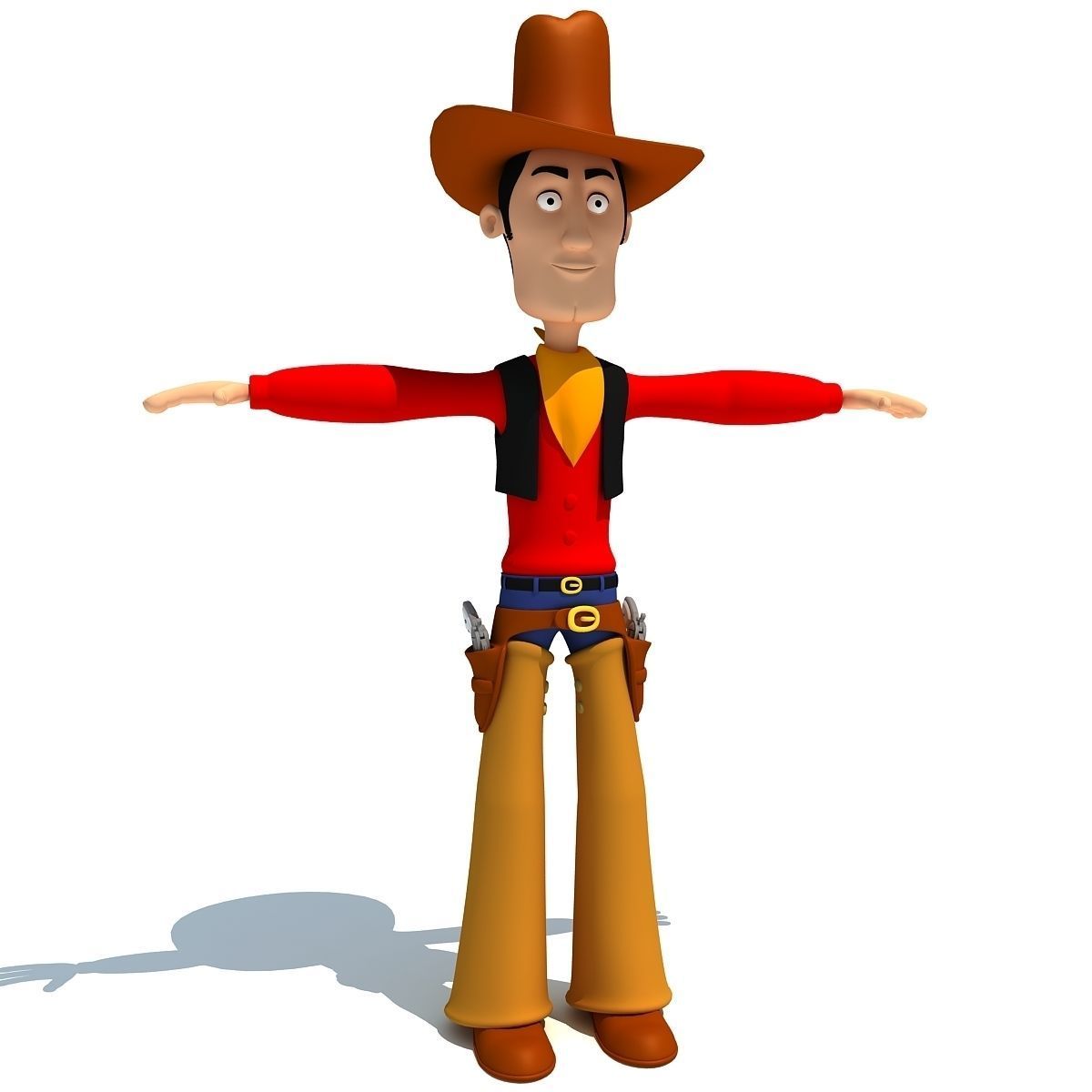 Colorful Rigged Cartoon Cowboy Character 3D model_5