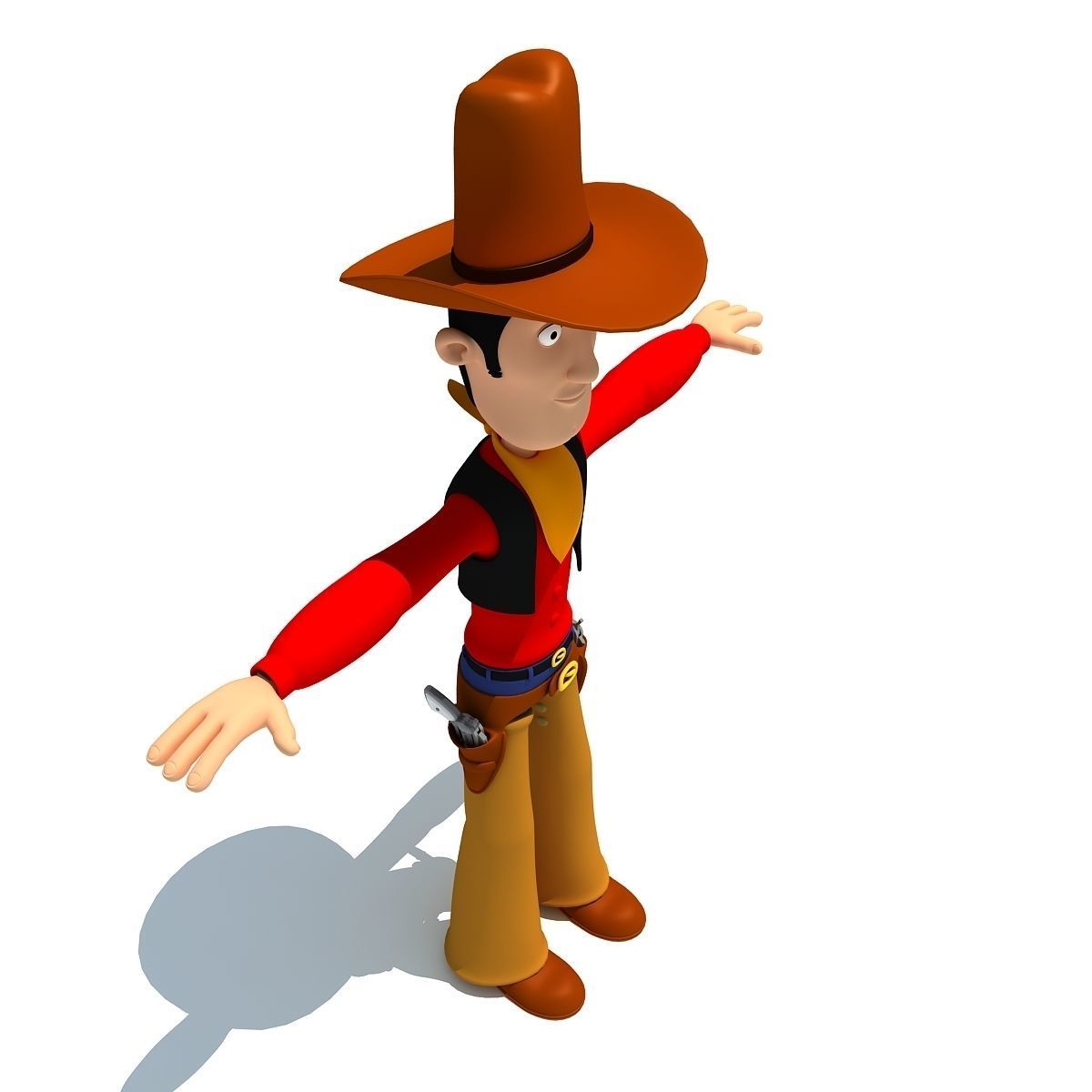 Colorful Rigged Cartoon Cowboy Character 3D model_6
