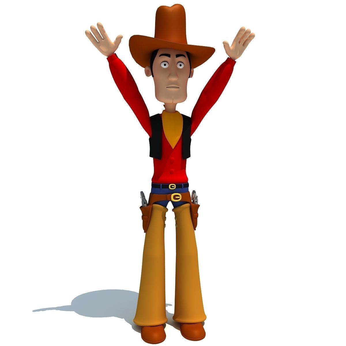Colorful Rigged Cartoon Cowboy Character 3D model_2