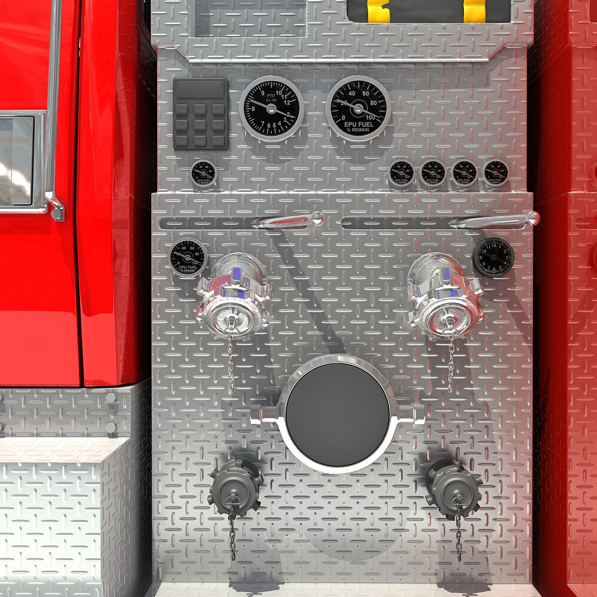 Red Rescue Fire Pumper Truck 3D model_11
