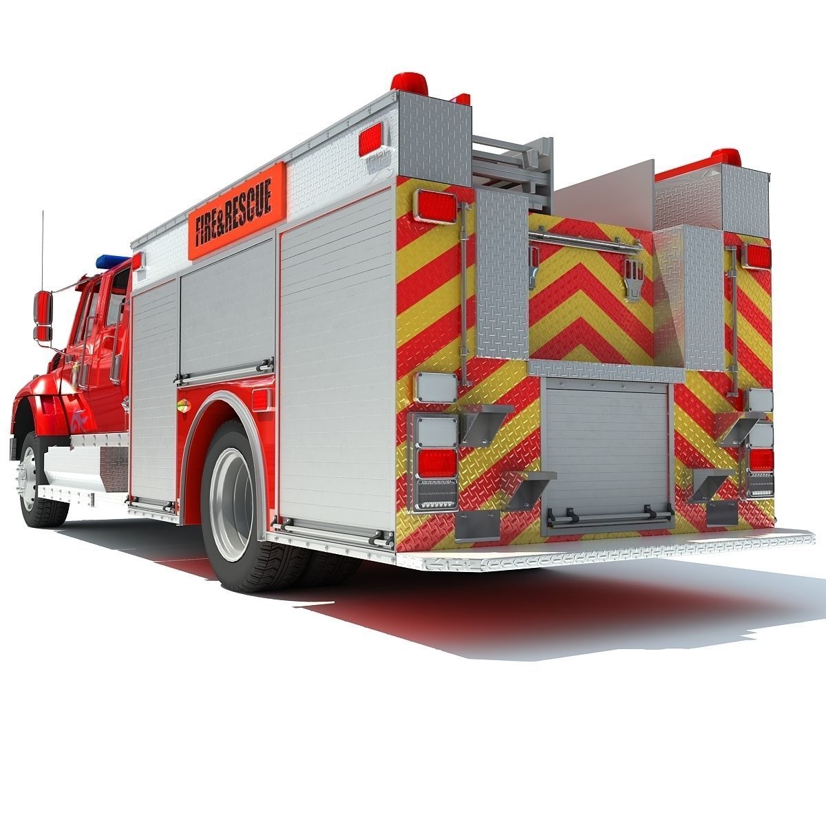 Red Rescue Fire Pumper Truck 3D model_3