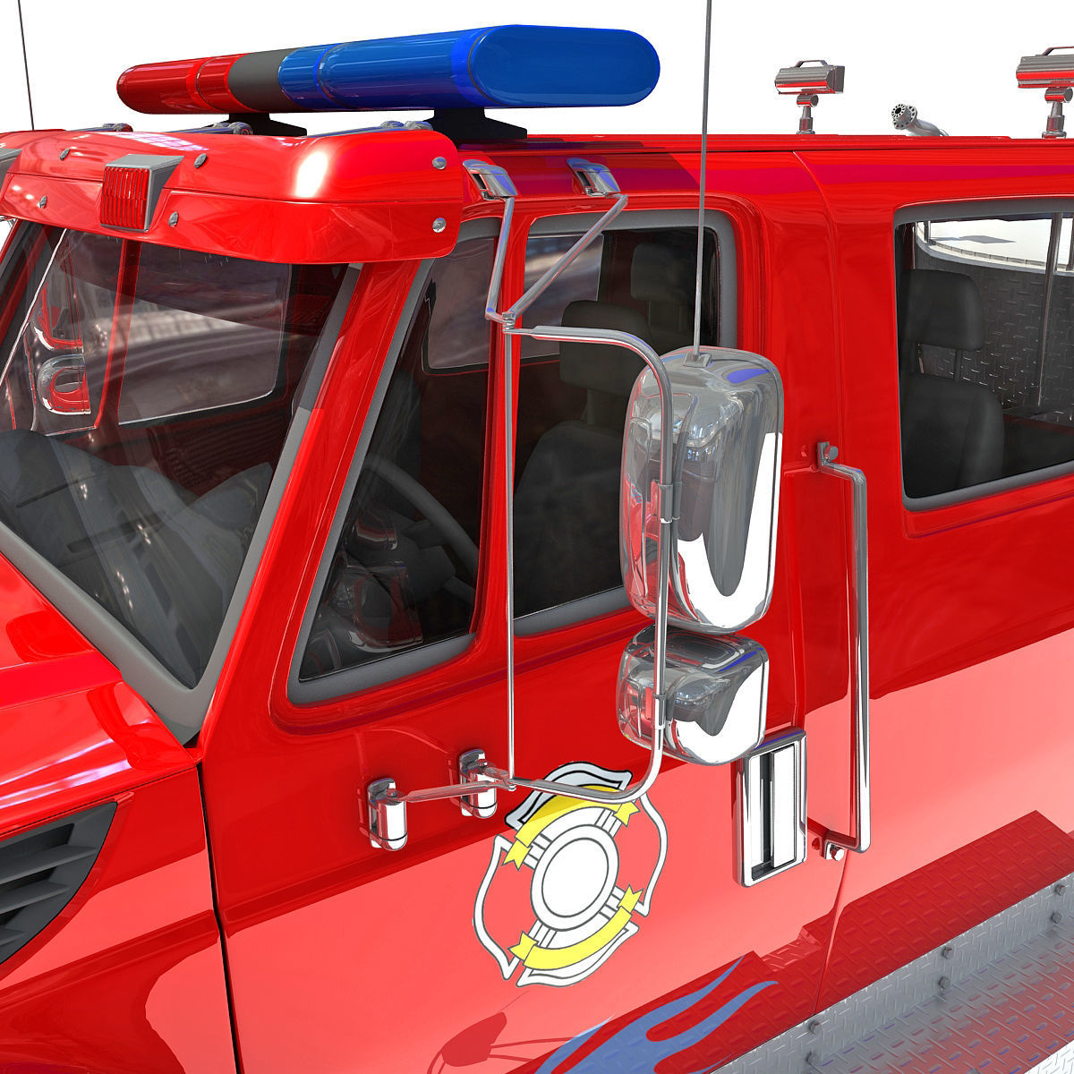Red Rescue Fire Pumper Truck 3D model_12