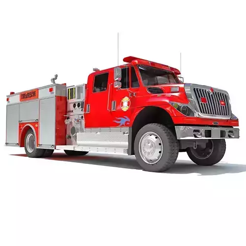 Red Rescue Fire Pumper Truck 3D model