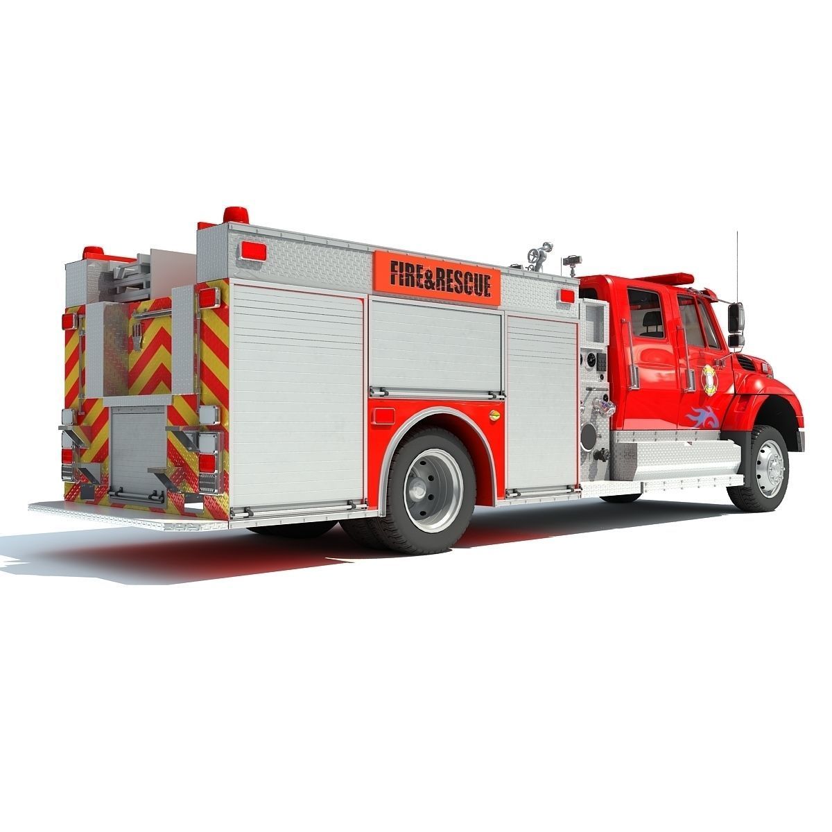 Red Rescue Fire Pumper Truck 3D model_5