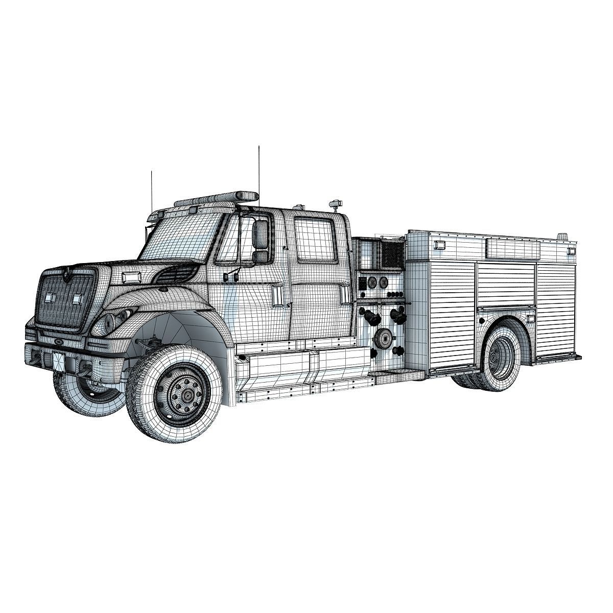 Red Rescue Fire Pumper Truck 3D model_15