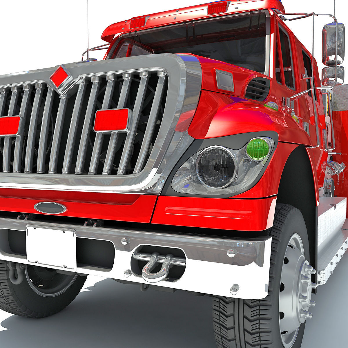 Red Rescue Fire Pumper Truck 3D model_9