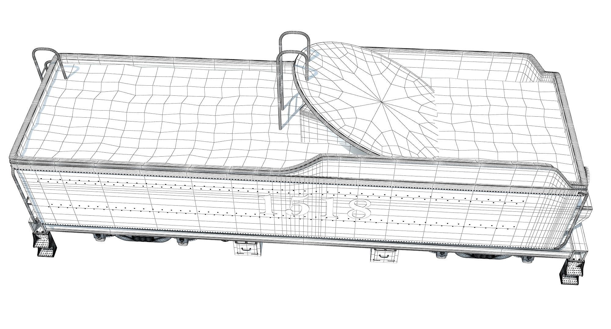 Black Railway Coal Carrying Car Steam Train 3D model_14