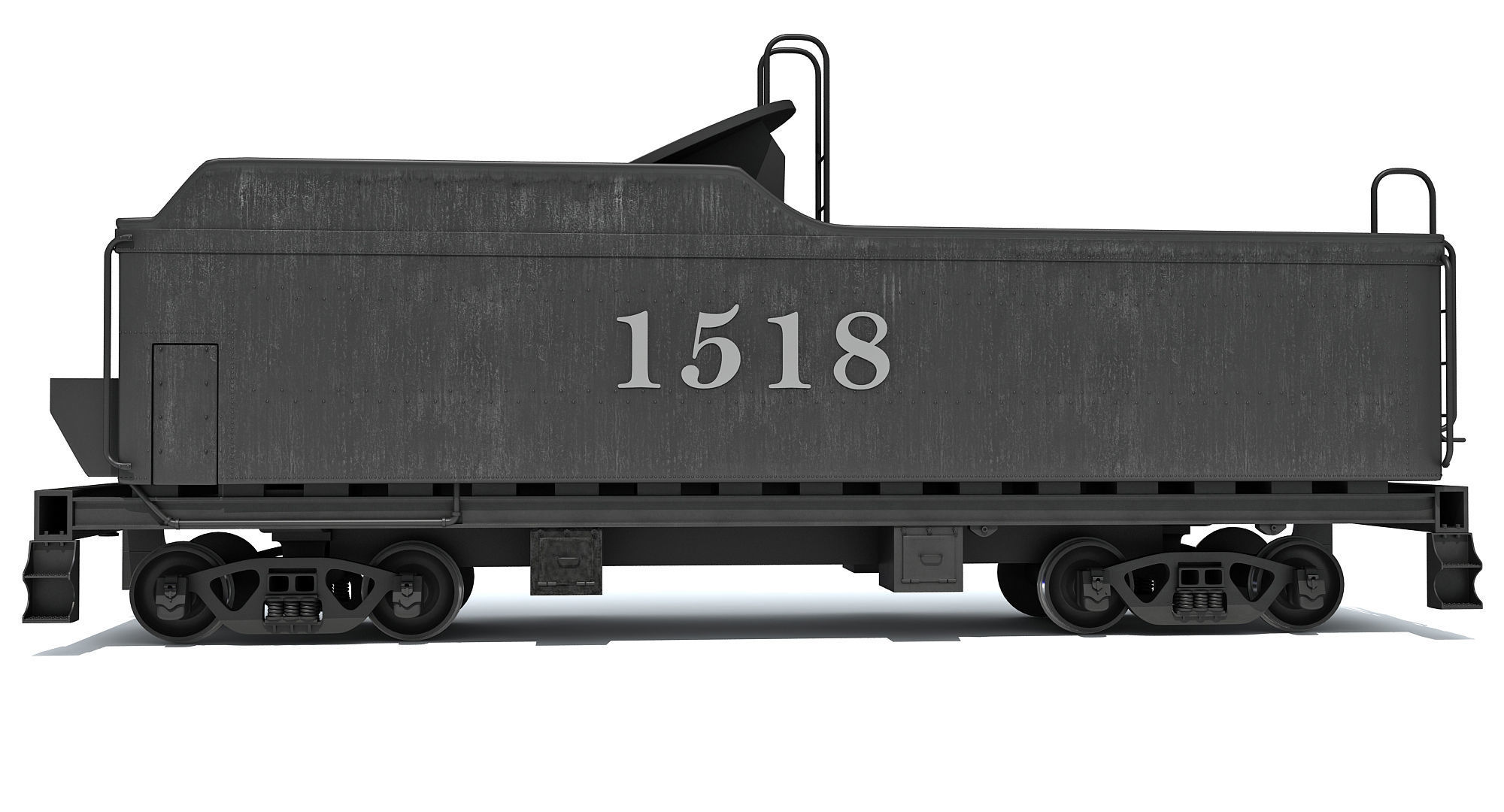 Black Railway Coal Carrying Car Steam Train 3D model_1