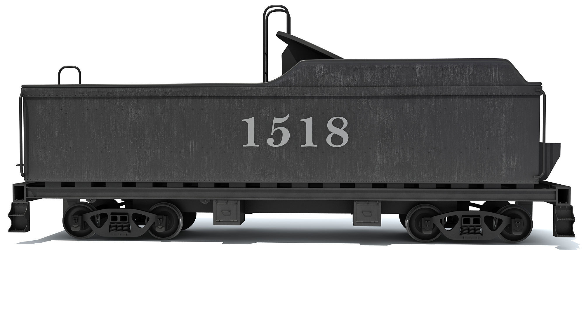 Black Railway Coal Carrying Car Steam Train 3D model_2