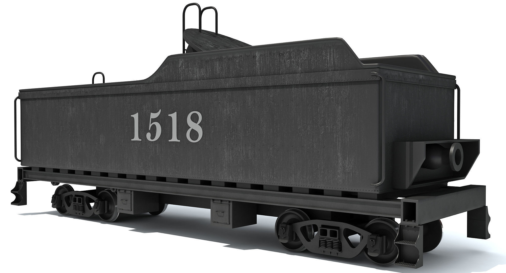 Black Railway Coal Carrying Car Steam Train 3D model_5