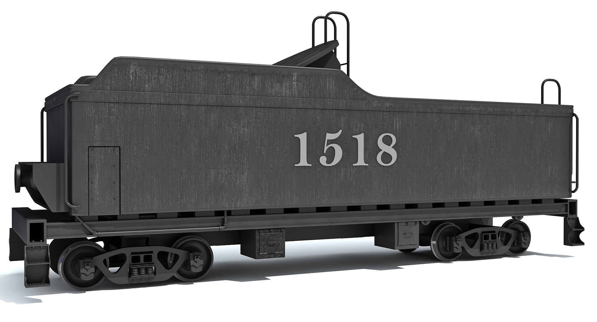 Black Railway Coal Carrying Car Steam Train 3D model_3