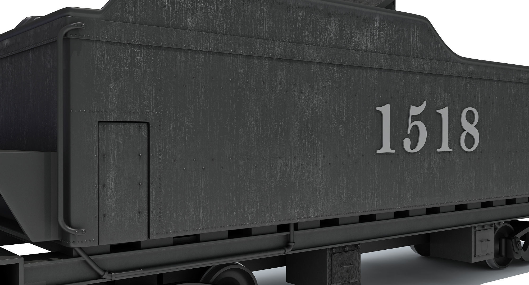 Black Railway Coal Carrying Car Steam Train 3D model_9