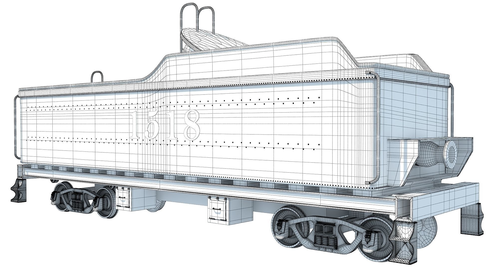 Black Railway Coal Carrying Car Steam Train 3D model_12