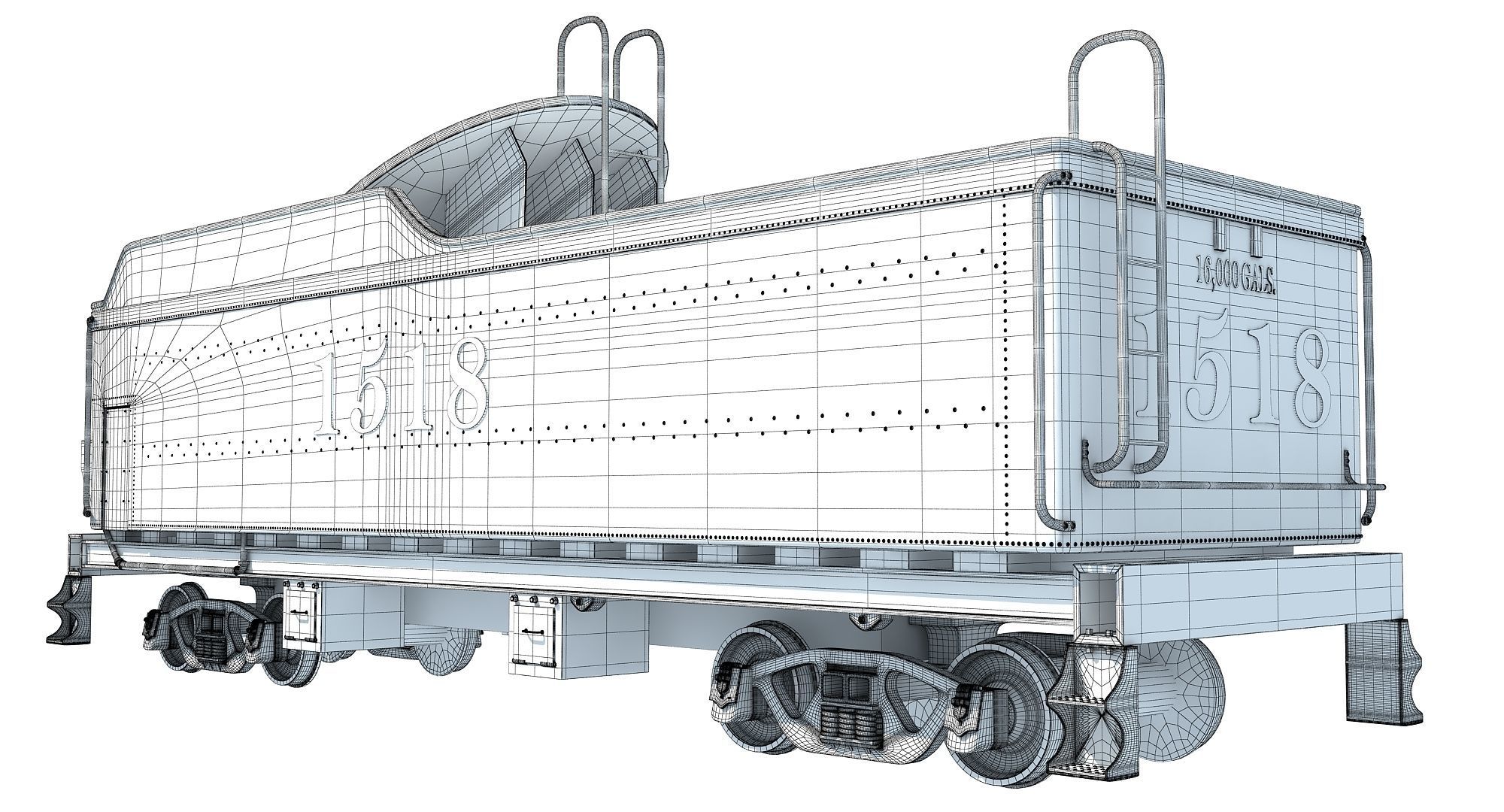 Black Railway Coal Carrying Car Steam Train 3D model_13