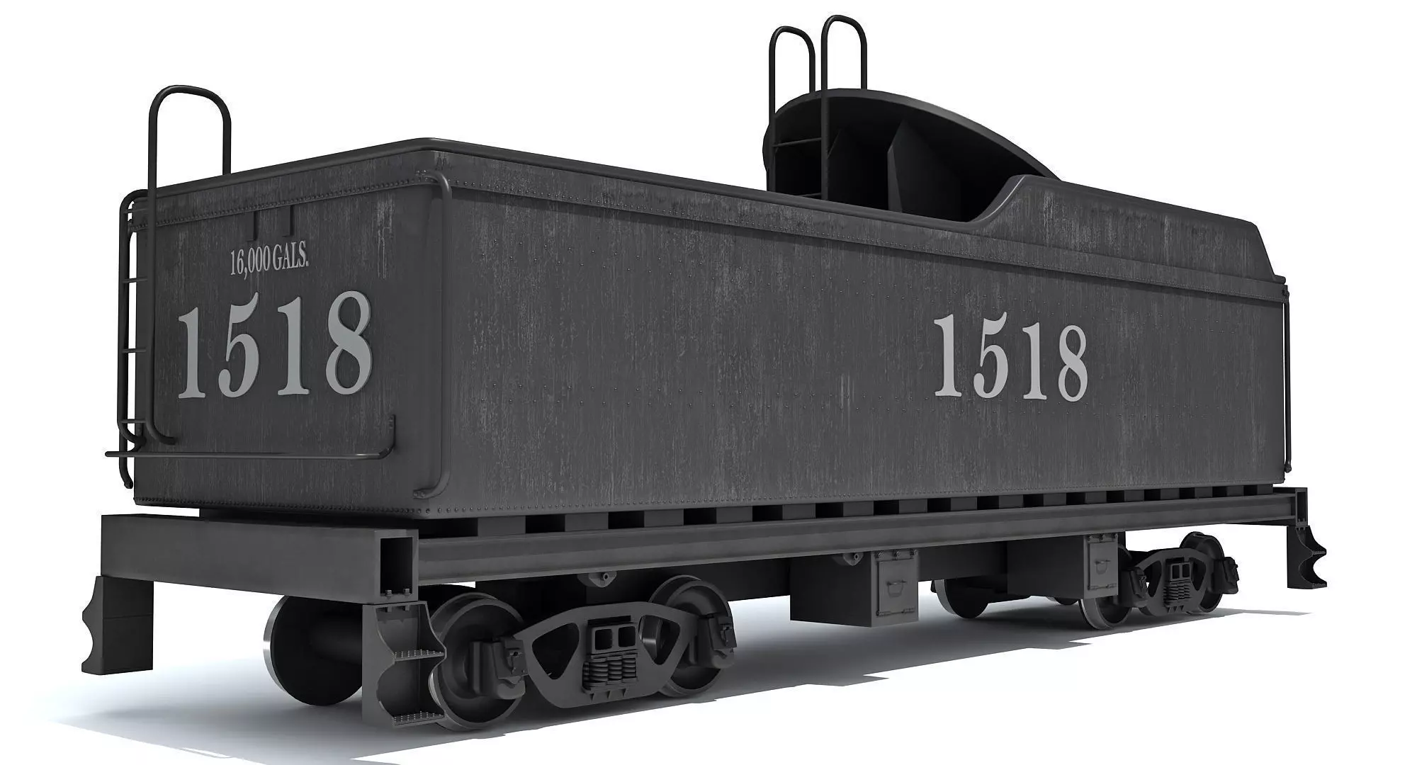 Black Railway Coal Carrying Car Steam Train 3D model_0