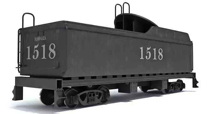 Black Railway Coal Carrying Car Steam Train 3D model