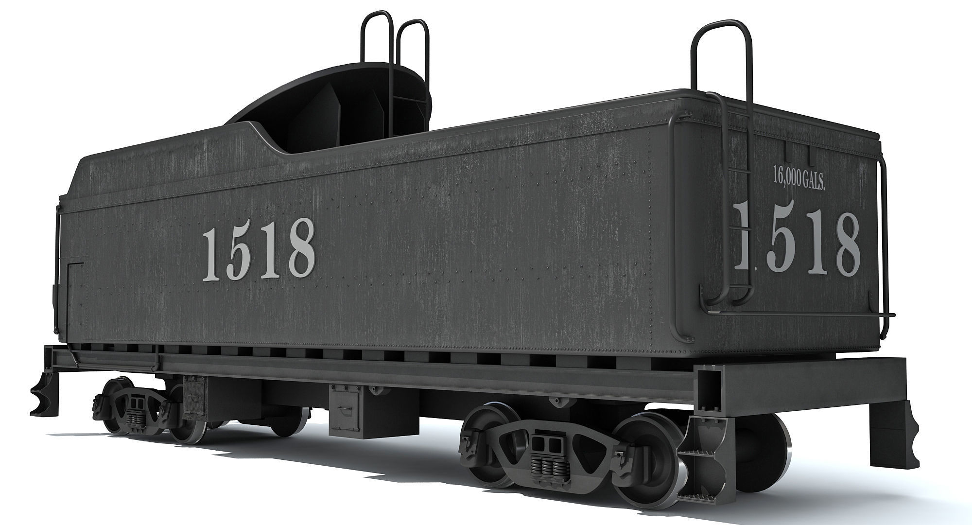 Black Railway Coal Carrying Car Steam Train 3D model_4