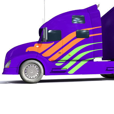 Blue Race Car Transporter Truck 1 3D model_10