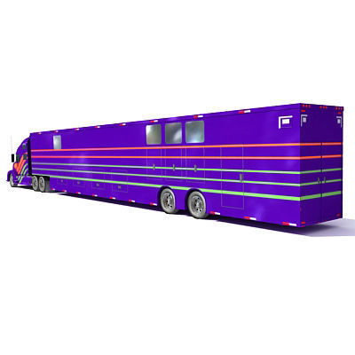 Blue Race Car Transporter Truck 1 3D model_4