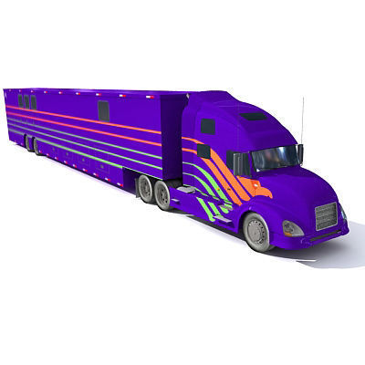 Blue Race Car Transporter Truck 1 3D model_6