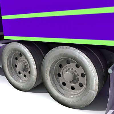 Blue Race Car Transporter Truck 1 3D model_12