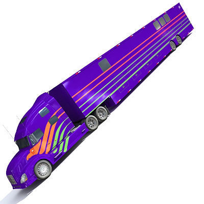 Blue Race Car Transporter Truck 1 3D model_2