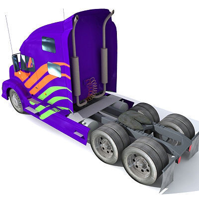 Blue Race Car Transporter Truck 1 3D model_7