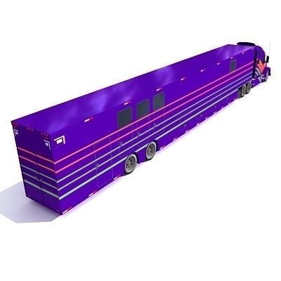 Blue Race Car Transporter Truck 1 3D model_9