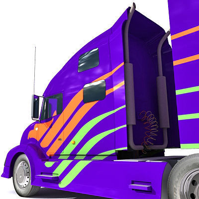 Blue Race Car Transporter Truck 1 3D model_11